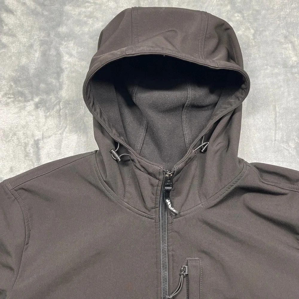 Levi Strauss & Co‎ Softshell Jacket Mens Black Hooded Fleece Lined Full Zip XL